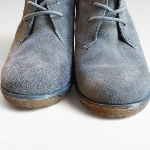 Lacoste Gray Suede Leren Lace Up Wedge Boots in Size 6 - Picture 7 of 13